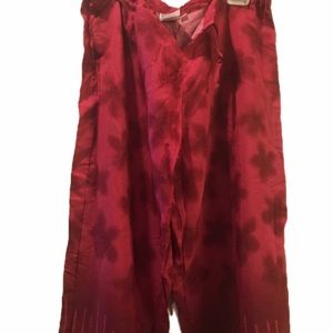 Burgundy/floral beach lounge pants drawstring